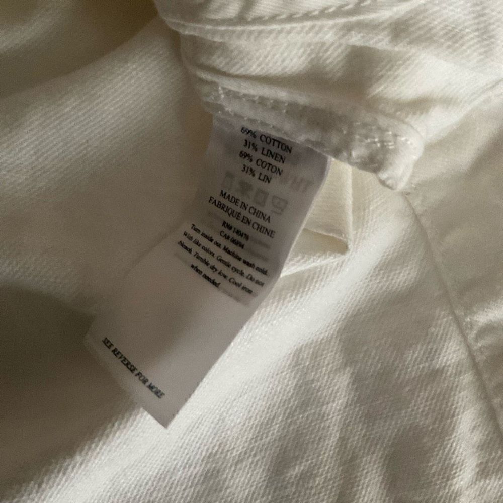 Faherty Jacket Utility White Cotton Linen Button Front Drawstring Belt Medium - Picture 5 of 11